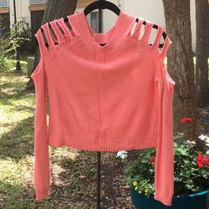 Cute shoulder peep crop sweater